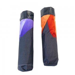 OVIDA three folding flower umbrella black coating UV protection sun and rain umbrella
