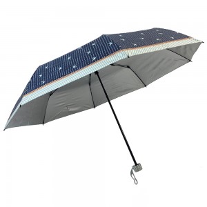OVIDA three folding umbrella super light silver coating summer sun umbrella