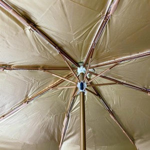 OVIDA trijefâldige superlichte damesparaplu kleurich mei sjampanjekleurige paraplu