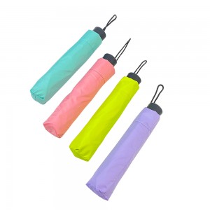 OVIDA three folding super light ladies’ umbrella colorful with blue champagne color umbrella