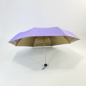 Ovida Manual Opening Three Folding Gold Color UV Japan 3fold Japanese Umbrella Chinese Jinjiang Umbrella Factory