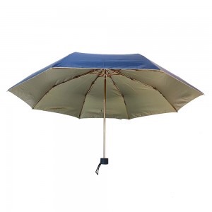 OVIDA three folding super light ladies’ umbrella colorful with blue champagne color umbrella