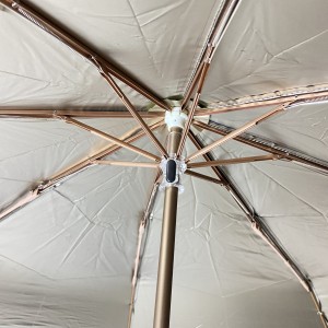 OVIDA three folding super light ladies’ umbrella colorful with blue champagne color umbrella