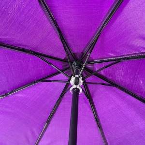 OVIDA three folding umbrella black aluminum shaft and popular pongee fabric umbrella