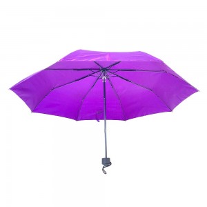 OVIDA three folding umbrella black aluminum shaft and popular pongee fabric umbrella