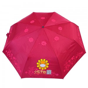 OVIDA three folding promotional umbrella light weight silver UV coating umbrella