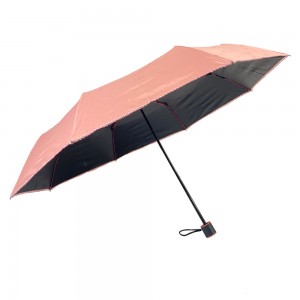 OVIDA three folding girl and lady umbrella with lace edge and black UV coating sun umbrella
