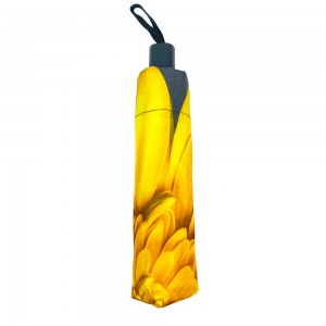 OVIDA sunflower design digital printing cheap promotional advertising 3 folding gift umbrella