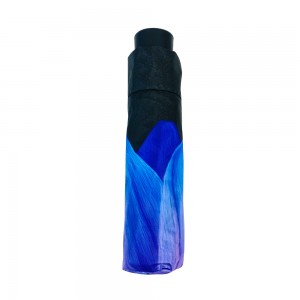 OVIDA blue Flower Watercolor Painting Automatic Umbrella for Rain Foldable Parasol Umbrella Eight strand Outdoor Umbrellas