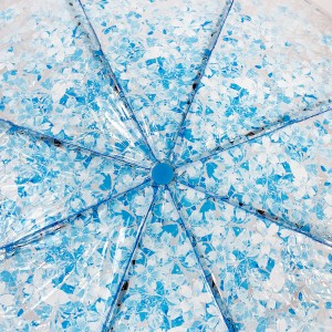 OVIDA Transparent Manual open Umbrella blue flower Folding Unisex Outdoor Travel Simple Portable umbrella