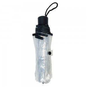 OVIDA 3 fold POE umbrella clear transparent umbrella black tape with custom logo