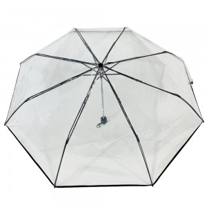 OVIDA 3 fold POE umbrella clear transparent umbrella black tape with custom logo