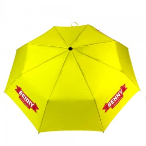 OVIDA 3 folding manual open promotional umbrella yellow umbrella with custom logo design