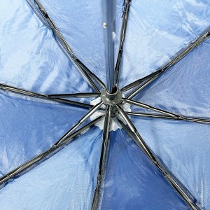OVIDA cheap Eco-friendly soft polyester fabric solid color navy blue 3 fold umbrella for supermarket