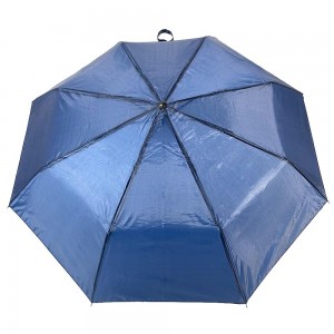 OVIDA cheap Eco-friendly soft polyester fabric solid color navy blue 3 fold umbrella for supermarket