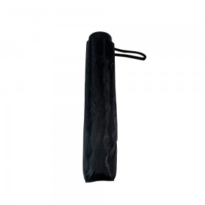 OVIDA 3 folding umbrella black pongee fabric and metal frame custom logo umbrella