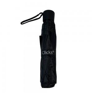 OVIDA 3 folding umbrella black pongee fabric and metal frame custom logo umbrella