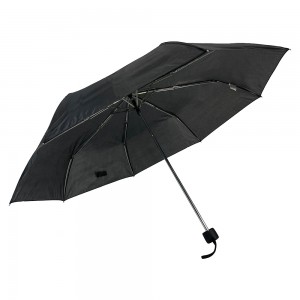 OVIDA 3 folding umbrella black pongee fabric and metal frame custom logo umbrella