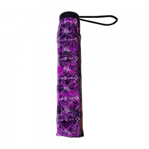 OVIDA 3 folding umbrella custom purple flower umbrella manual open compact umbrella