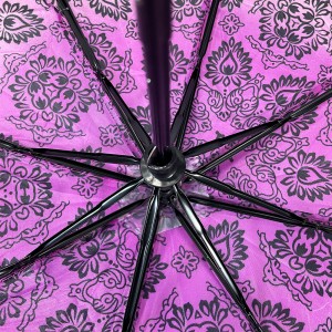 OVIDA 3 folding umbrella custom purple flower umbrella manual open compact umbrella
