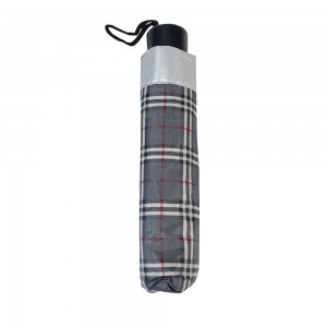 OVIDA 3 folding umbrella silver UV coating sun summer umbrella check fabric umbrella
