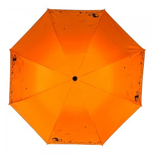 OVIDA nij ûntwerp opklapbere paraplu swarte UV-coating oanpaste logo sinneparaplu