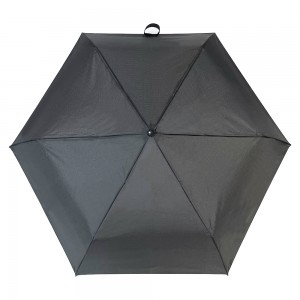 OVIDA Mini a lehký otevírací deštník, voděodolný, větruodolný, černý, ponžé, malý, tři skládací