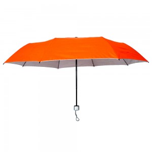 OVIDA Youth orange color Eco-friendly polyester fabric with silver protection compact travel umbrella