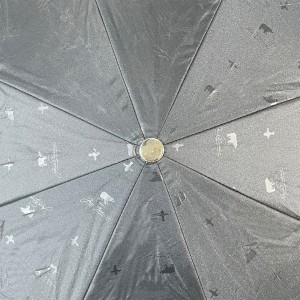 Umbrelă pliabilă Telescope 3 din material pongee negru Promotion OVIDA cu imprimeu personalizat animal