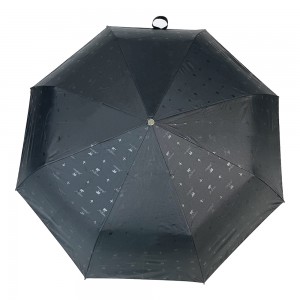 Umbrelă pliabilă Telescope 3 din material pongee negru Promotion OVIDA cu imprimeu personalizat animal