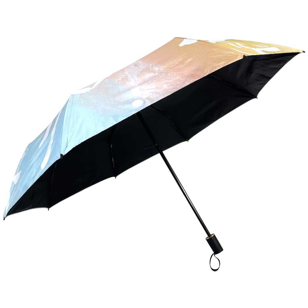 OVIDA 3 Fold Black UV Coating Parasol Custom Digital Printing Gift Promotional Umbrella