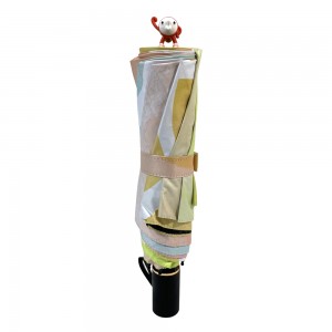 OVIDA 3 Fold Black UV Coating Parasol Custom Digital Printing Gift Promotional Umbrella
