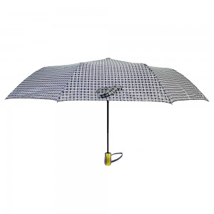 Guarda-chuva Ovida de 21 polegadas com 8 varetas, abertura automática em 3 partes, tecido pongee xadrez.