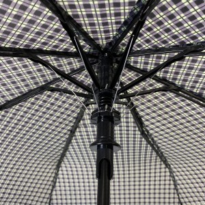 Guarda-chuva Ovida de 21 polegadas com 8 varetas, abertura automática em 3 partes, tecido pongee xadrez.