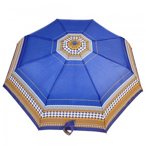 Ovida 21 Inch 8 Ribs 3 Fold Auto Open Pongee polyester fabric 3 folding automatic Umbrella