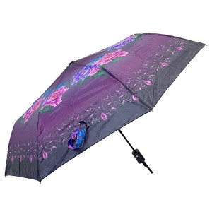 Ovida 3 folding Custom Automatic Umbrella Folding with Flower Custom Design