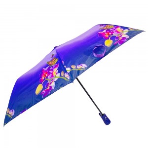 Paraigua plegable Ovida 3 amb disseny de tulipa i papallona amb obertura automàtica