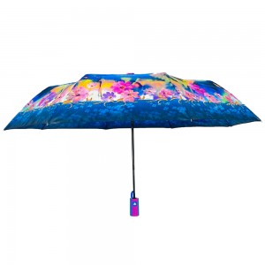 Ovida 3 fold Automatic open Full print Custom Design Umbrella