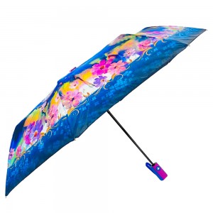 Ovida 3 fold Automatic open Full print Custom Design Umbrella
