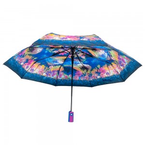 Ovida 3 fold Automatic open Full print Custom Design Umbrella