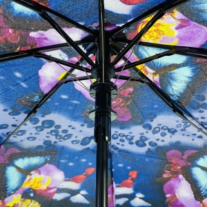 Ovida 3 fold Automatic open windproof frame Full print Custom Design Umbrella