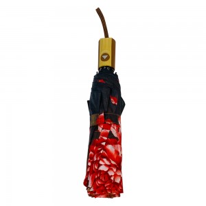 Ovida 3 fold Automatic open windproof Umbrella Maple and Flower Full print Custom Design Umbrella