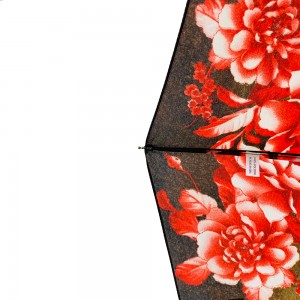 Ovida 3 fold Automatic open windproof Umbrella Maple and Flower Full print Custom Design Umbrella
