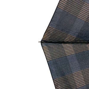 Ovida 3 fold Auto open Bend J handle Business windproof Umbrella Unisex Check design fabric