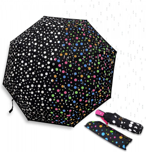 Ovida Magic Water Activated Color Changing Umbrella Raindrop Pattern ebugharị ebugharị Dị Mfe Mpịachi Wind Protective UV Preventable for Beach Camping Travel