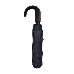 OVIDA Kev Cai Logo Pib Qhib 3-Fold Compact Umbrella J-Hook Handle UV Tiv Thaiv Umbrellas nrog logo