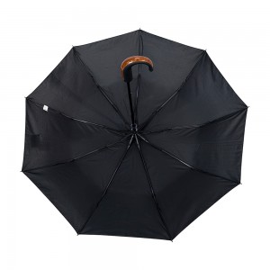 OVIDA Kev Cai Logo Pib Qhib 3-Fold Compact Umbrella J-Hook Handle UV Tiv Thaiv Umbrellas nrog logo