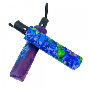 Ovida Three folding Auto open Auto close Rubber handle Umbrella