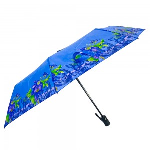 Ovida Three folding Auto open Auto close Rubber handle Umbrella