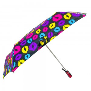 Ovida Automatic open Women 6k Sunshade mini Umbrella Outdoor Three Fold Custom Printed Sublimation Art plant Pattern Umbrellas
